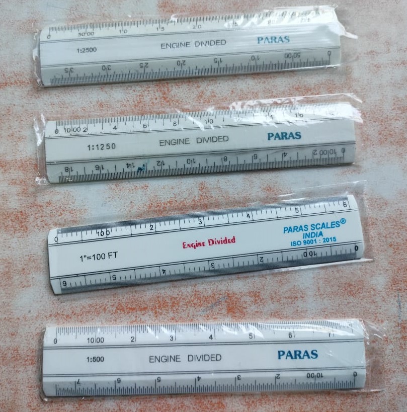 Survey Amin Scale Ruler For Map Measurement 1:100 1:500 1:1250 1:2500 Set(4 pcs)